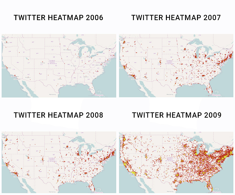 Twitter: Heatmap 2006-2009